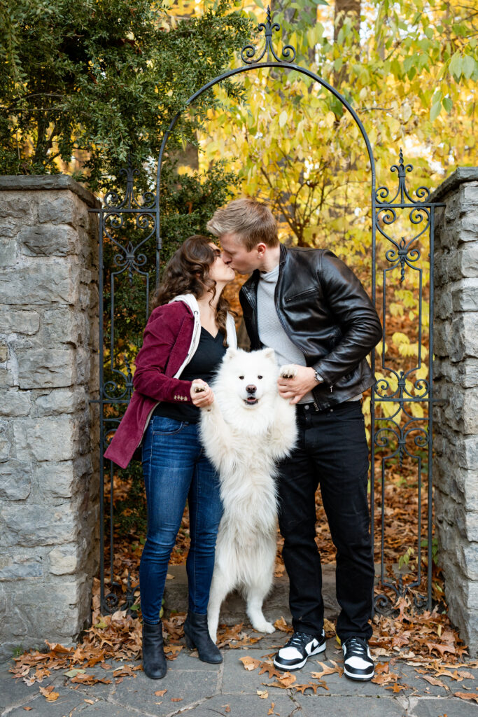 This photo demonstrates how you can get amazing engagement photos and photos of your dog if you include your dog in your engagement session.